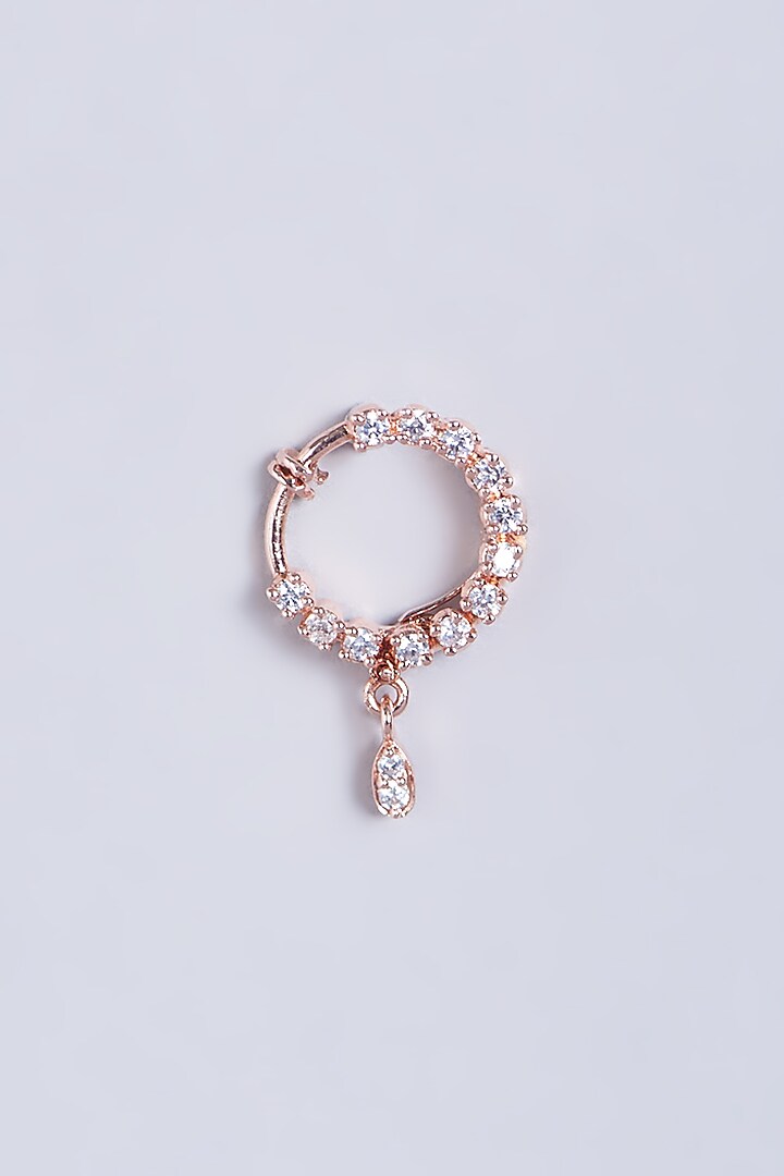 Gold Finish Nose Ring With Faux Diamonds by Aster at Pernia's Pop Up Shop